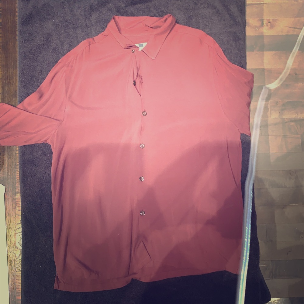 Top man Burgundy Silk Dress Shirt